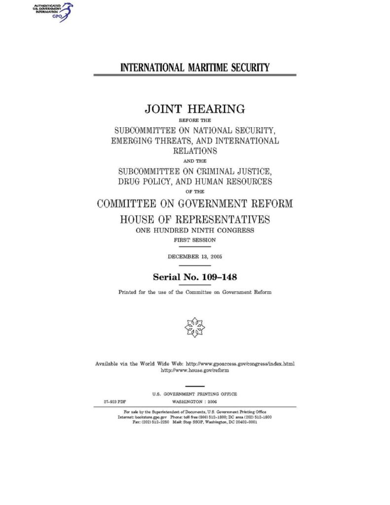 INTERNATIONAL MARITIME SECURITY (IA gov.gpo.fdsys.CHRG-109hhrg27923).pdf