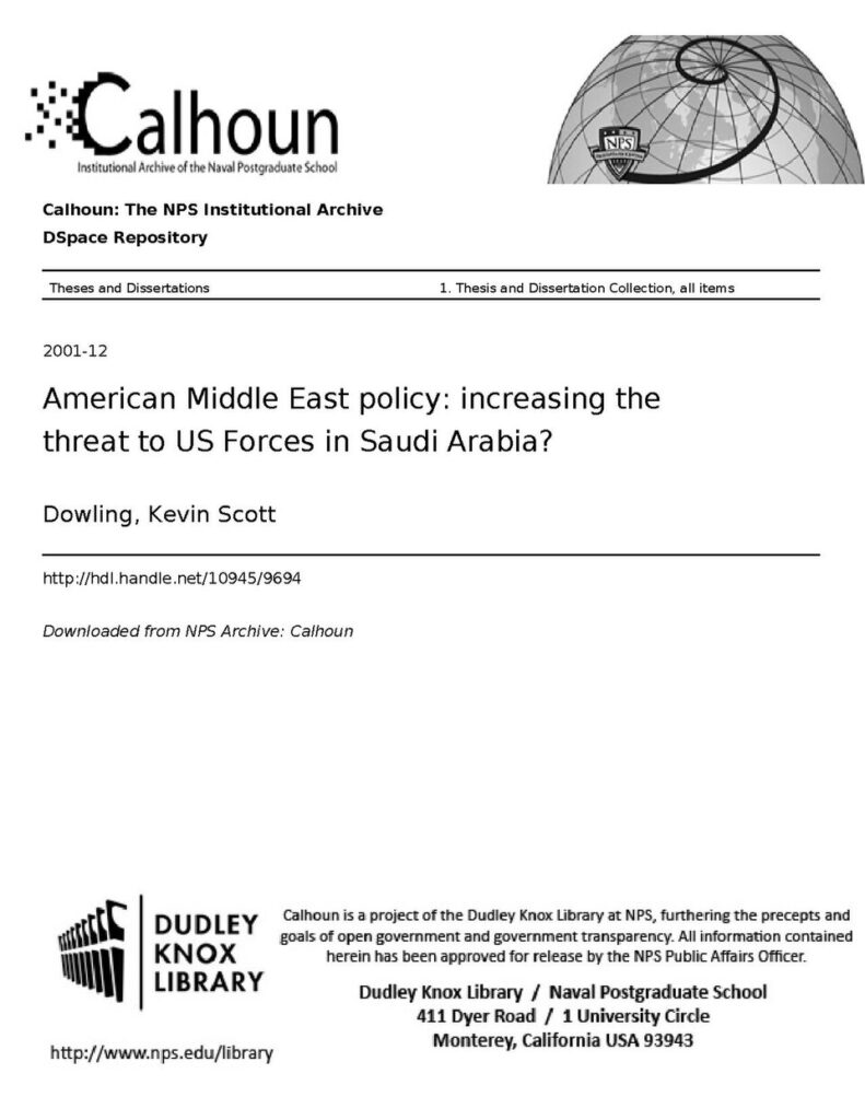 American Middle East policy- increasing the threat to US Forces in Saudi Arabia? (IA americmiddleeast109459694).pdf